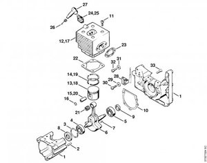 Kompletní píst a válec pro postřikovače Stihl SR400