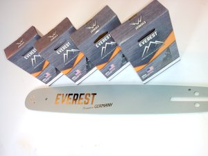 Lišta na pilu 38 cm a 4 ks pilový řetěz 325 (1,3 mm) hranatý zub 64 článků